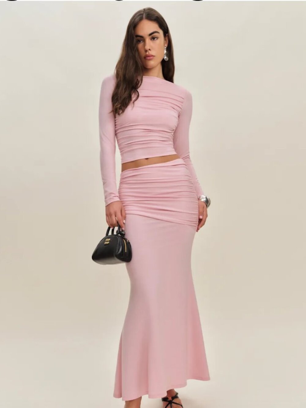 Reformation Emi Knit Two Piece Pink - Size XS